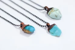 Turquoise sterling necklace | Raw turquoise jewelry
