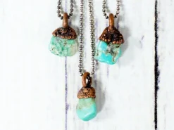 Turquoise sterling necklace | Raw turquoise jewelry