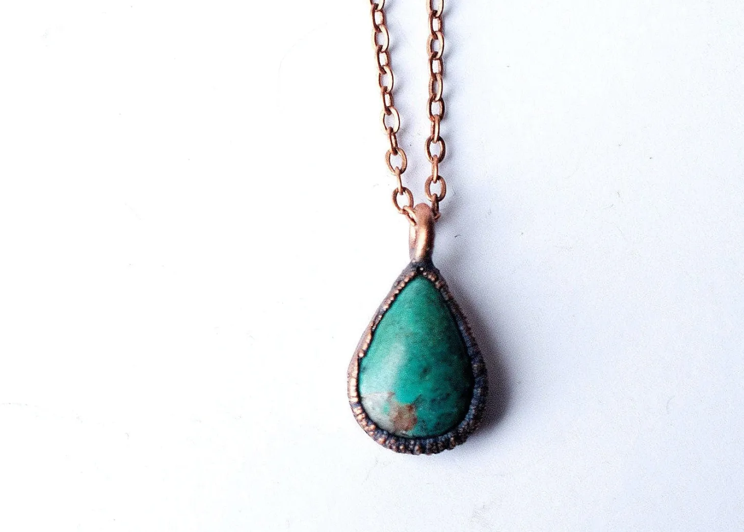 Turquoise teardrop necklace | Raw turquoise jewelry