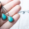 Turquoise teardrop necklace | Raw turquoise jewelry