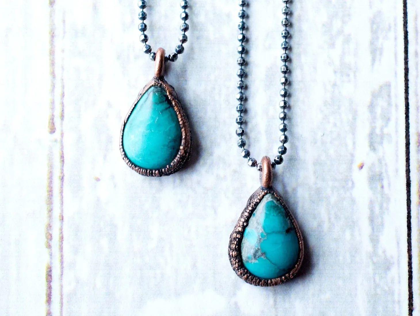 Turquoise teardrop necklace | Raw turquoise jewelry