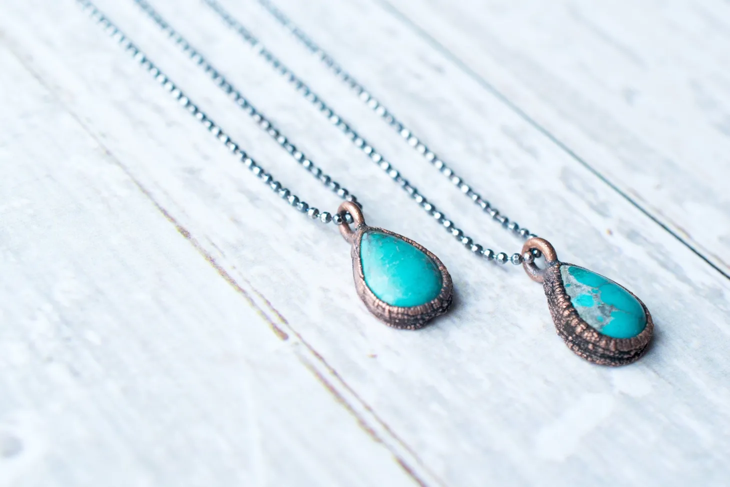 Turquoise teardrop necklace | Raw turquoise jewelry