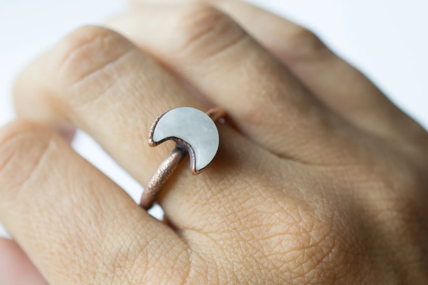White Quartz ring | Simple stone stacking ring